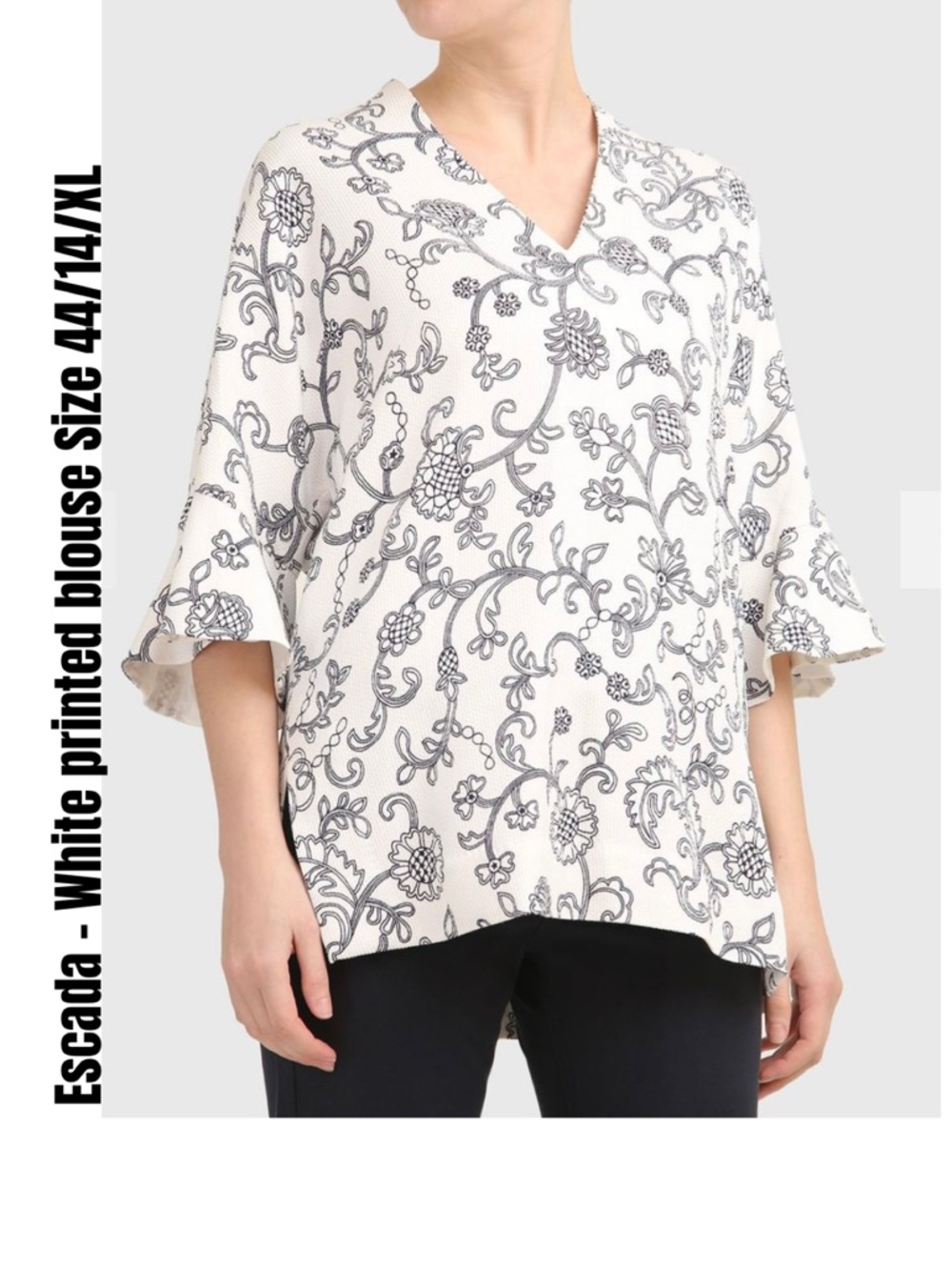 Escada - White printed blouse Size 44/14/XL